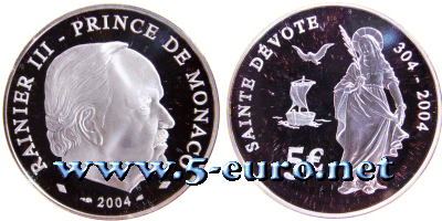 5 Euro Monaco 2004 1700. todestag der Heiligen Devota