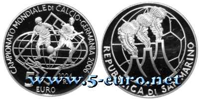 5 Euro San Marino 2004 Fußball Weltmeisterschaft 2006 in Deutschland